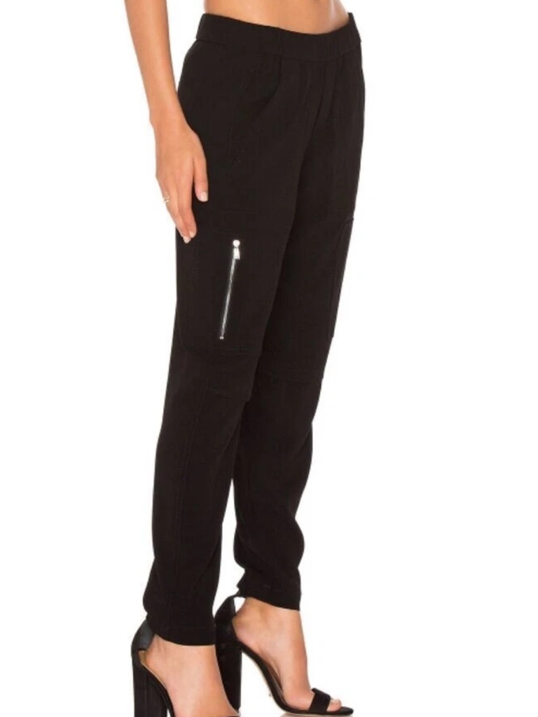 Sale Vince Black Cargo Zip Pocket Stretch Elastic Waist Tapered Jogger Pants